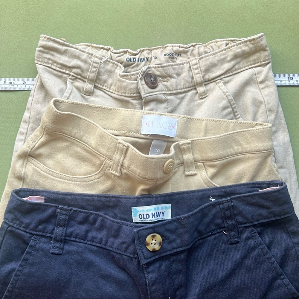Kids 3 pairsKhaki Navy Sz10 School Uniform Pants old navy and children’s place